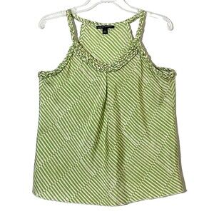 Banana Republic Silk Tank Top Womens Size Small Multicolor Stripes Braided Trim